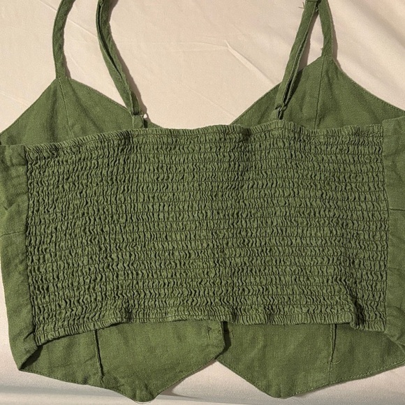 Olive Green Button-Up Women's Top - Picture 3 of 3